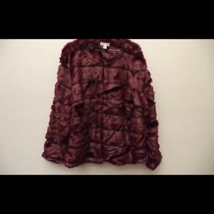 Ava Viv Burgundy Faux Fur Coat 3x